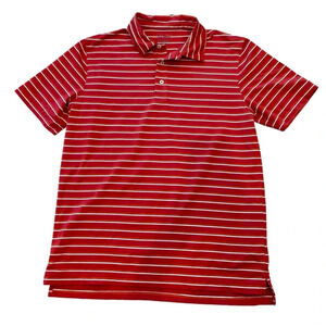 L.L. Bean Polo Striped Red Golf Shirt Quick Dry Fitted Size Medium